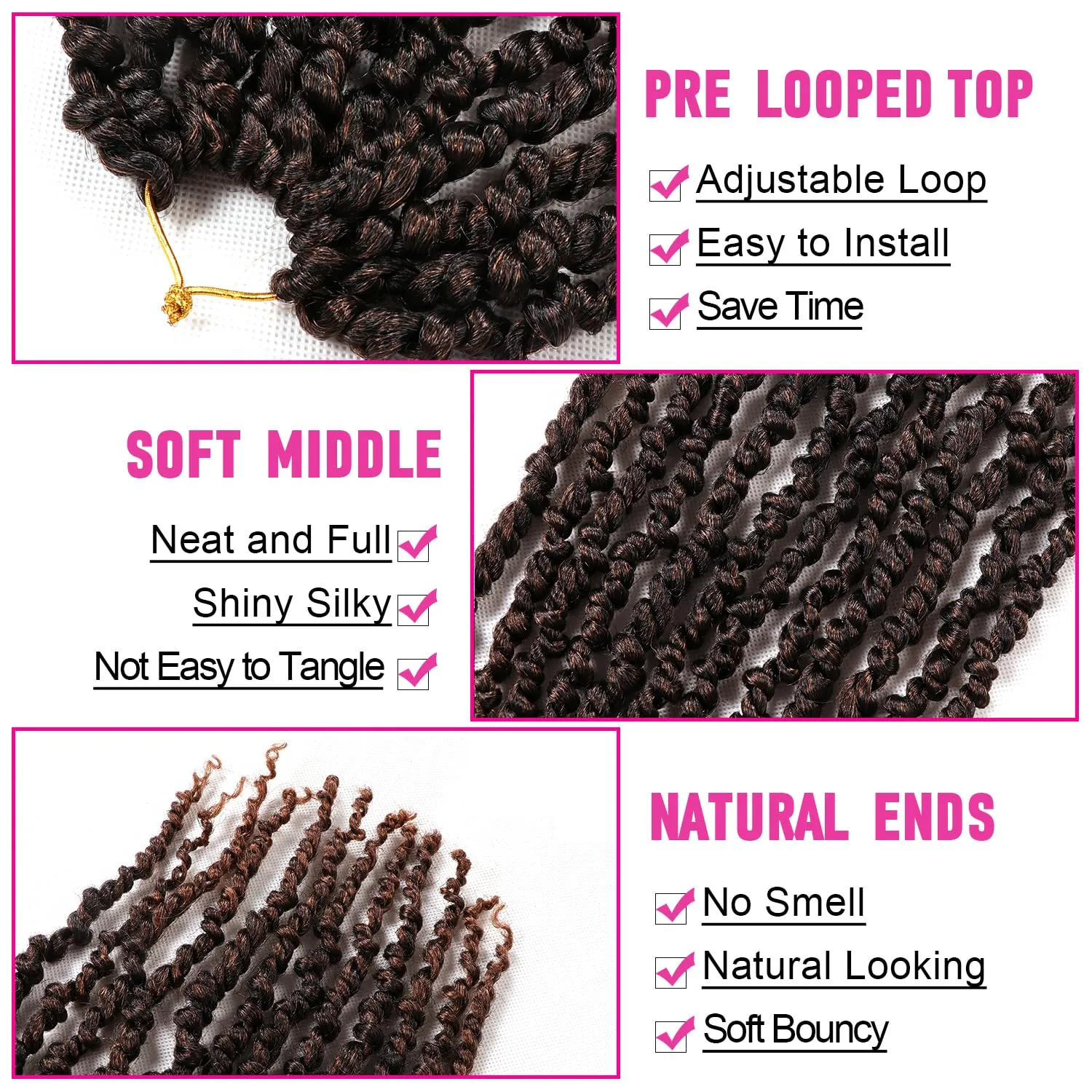 8 Packs Passion Twist Crochet Hair 20 Inch Prelooped Crochet Braids Pretwisted Spring Twist Crochet Hair for Black Women (20 Inch (Pack of 8), T30#)
