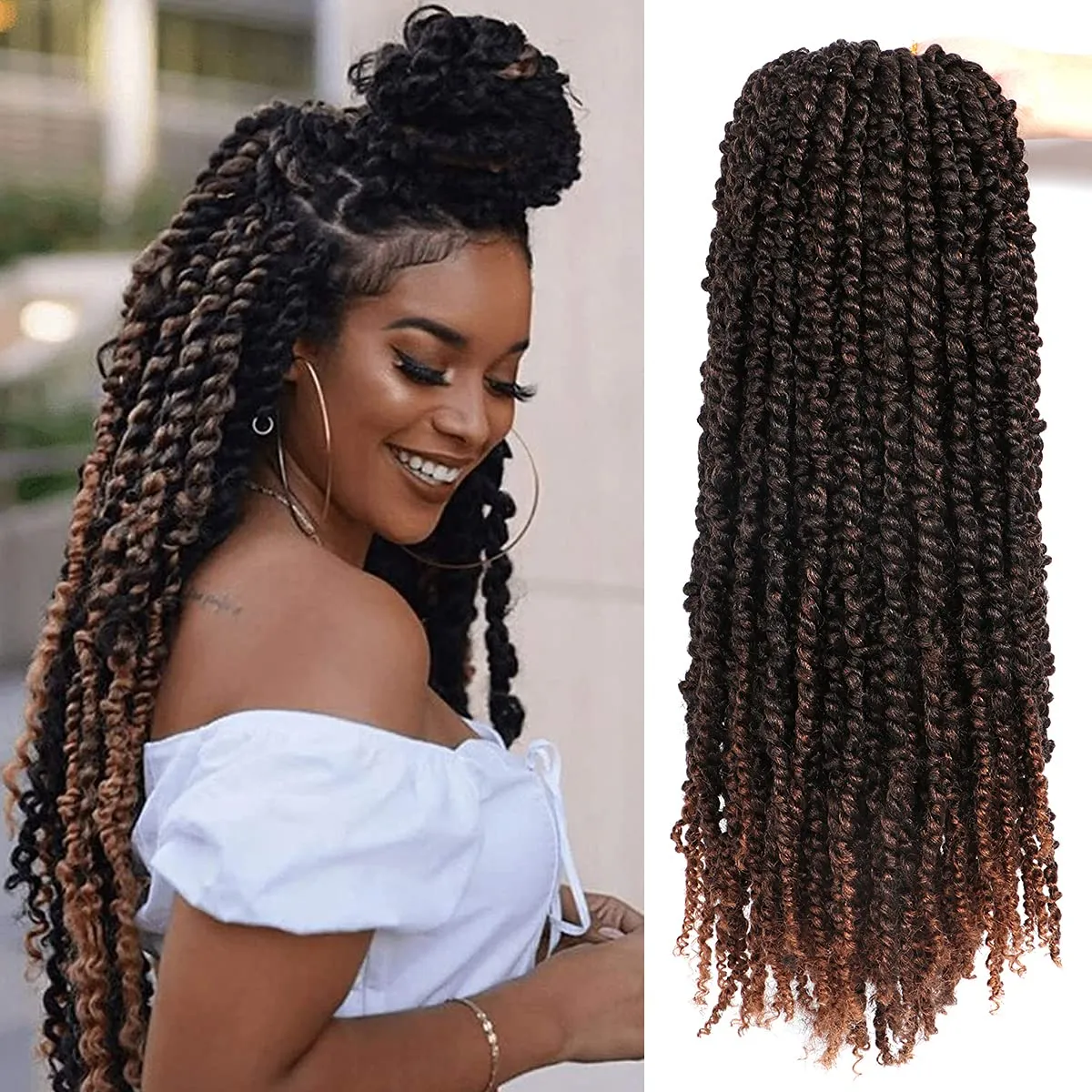 8 Packs Passion Twist Crochet Hair 20 Inch Prelooped Crochet Braids Pretwisted Spring Twist Crochet Hair for Black Women (20 Inch (Pack of 8), T30#)