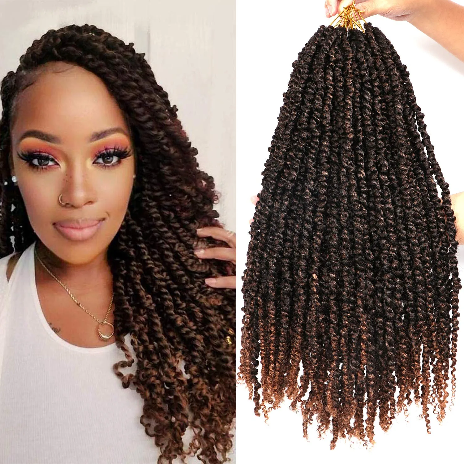 8 Packs Passion Twist Crochet Hair 20 Inch Prelooped Crochet Braids Pretwisted Spring Twist Crochet Hair for Black Women (20 Inch (Pack of 8), T30#)