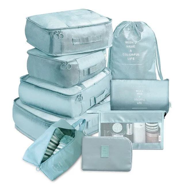 9 pieces Set Travel Organizer Storage Bags