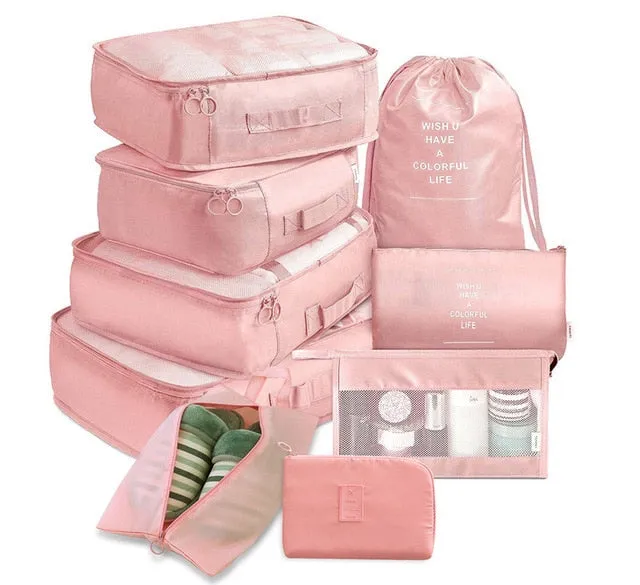 9 pieces Set Travel Organizer Storage Bags