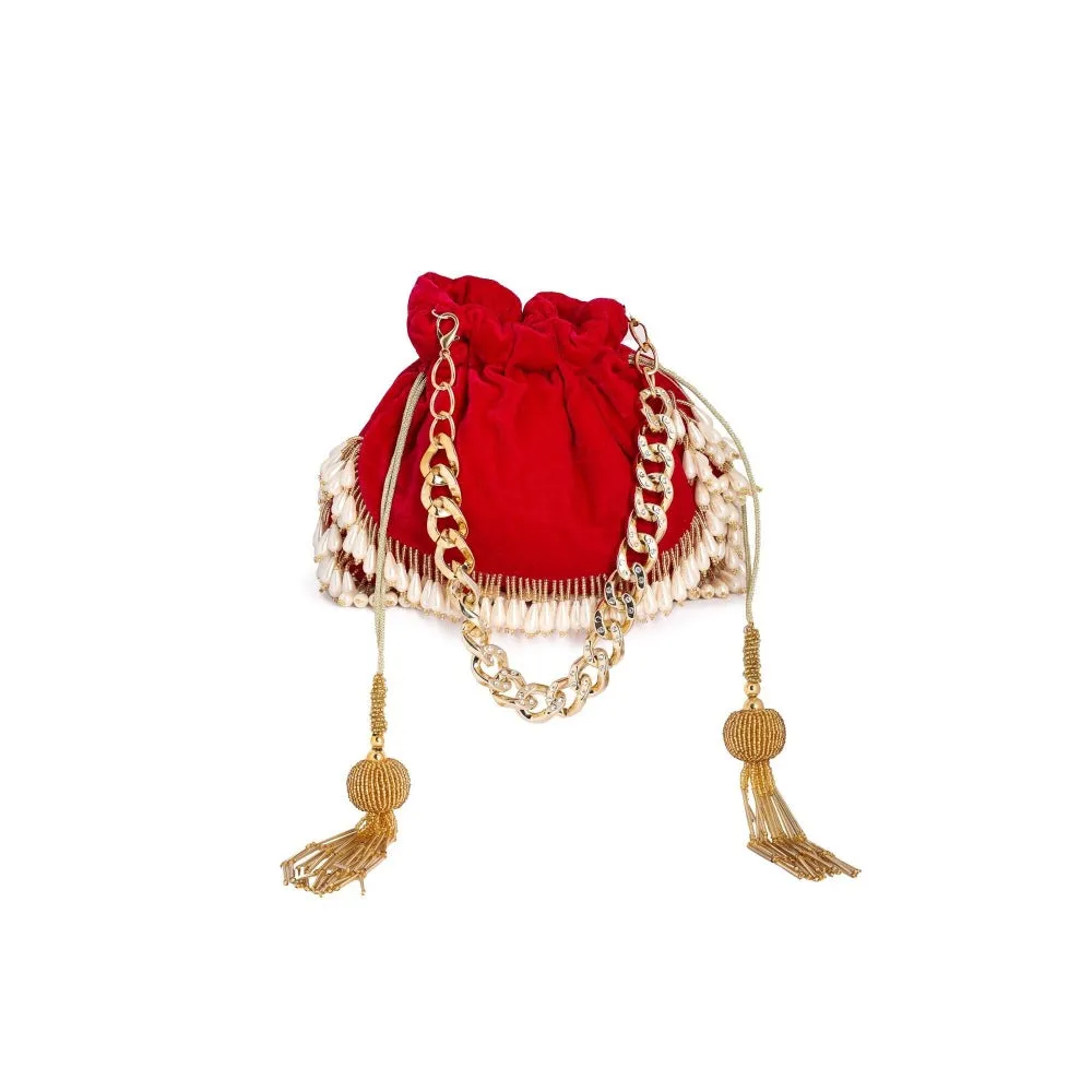 A Clutch Story Precious Prearl Drop handembroidered Clutch