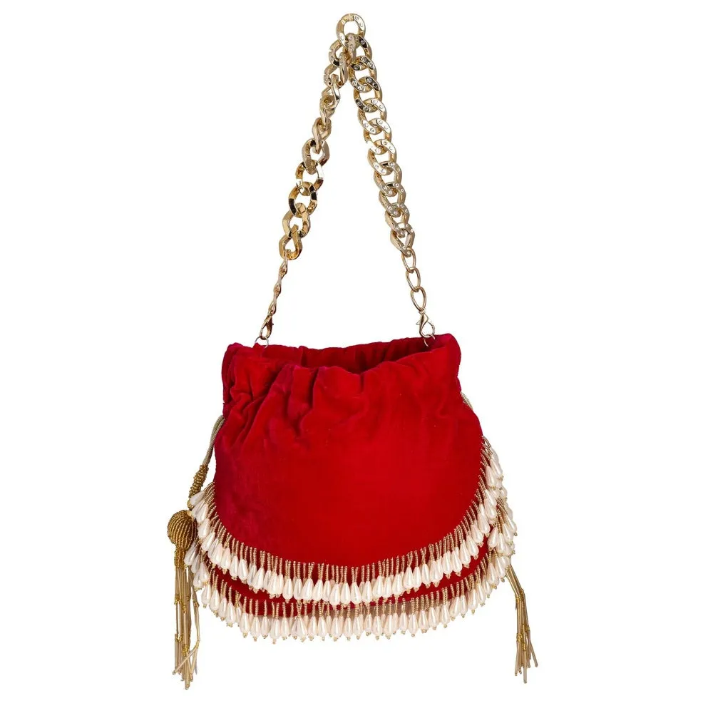 A Clutch Story Precious Prearl Drop handembroidered Clutch