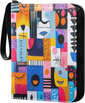 Abstract Colorful Card Binder 4-Pocket, 400 Pockets Trading Cards Holder Games Card Albums Storage Organizer Case for Football, Baseball Cards