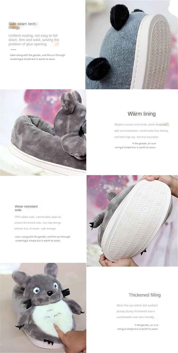 Adult Unisex Elephant & Hamster Slippers - Comfortable, Warm Animal Cartoon Cotton Shoes