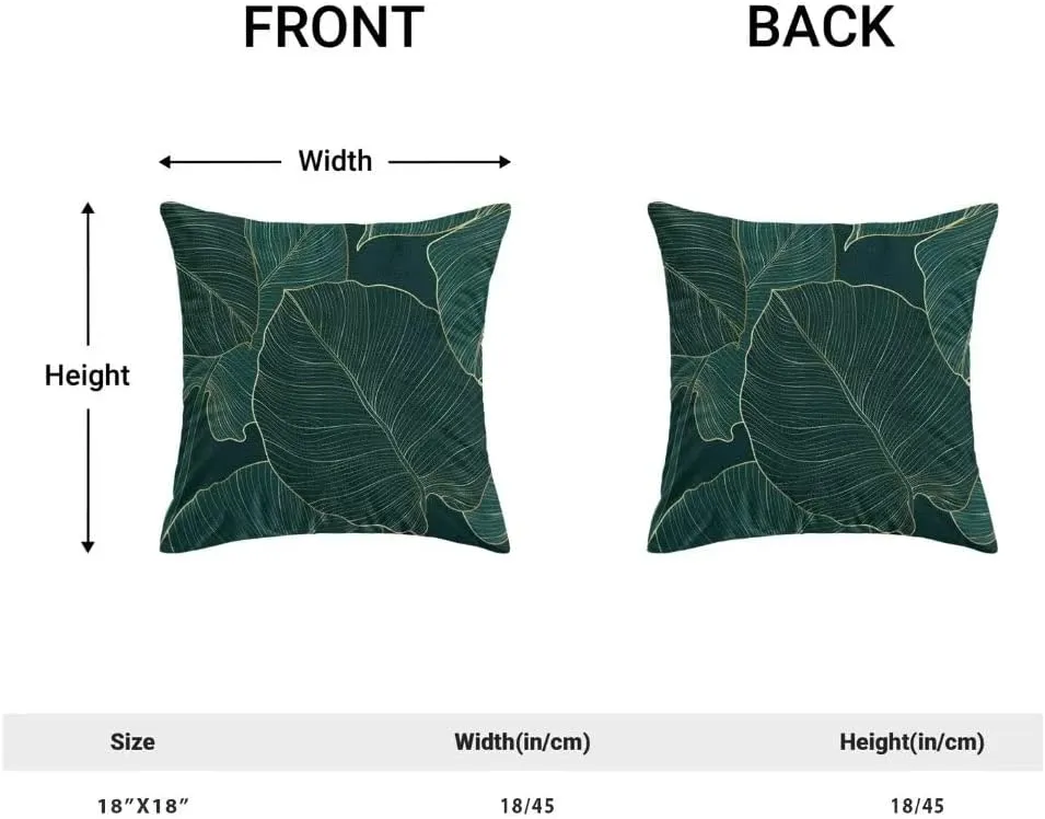 AEIOAE Tropical Leaves Pillow Covers 18 X 18 Inch Set of 2, Emerald Green Minimalist Geometric Palm Leaf Throw Pillow Covers Plant Outdoor Decorative Pillows for Couch Home Sofa Summer Decor