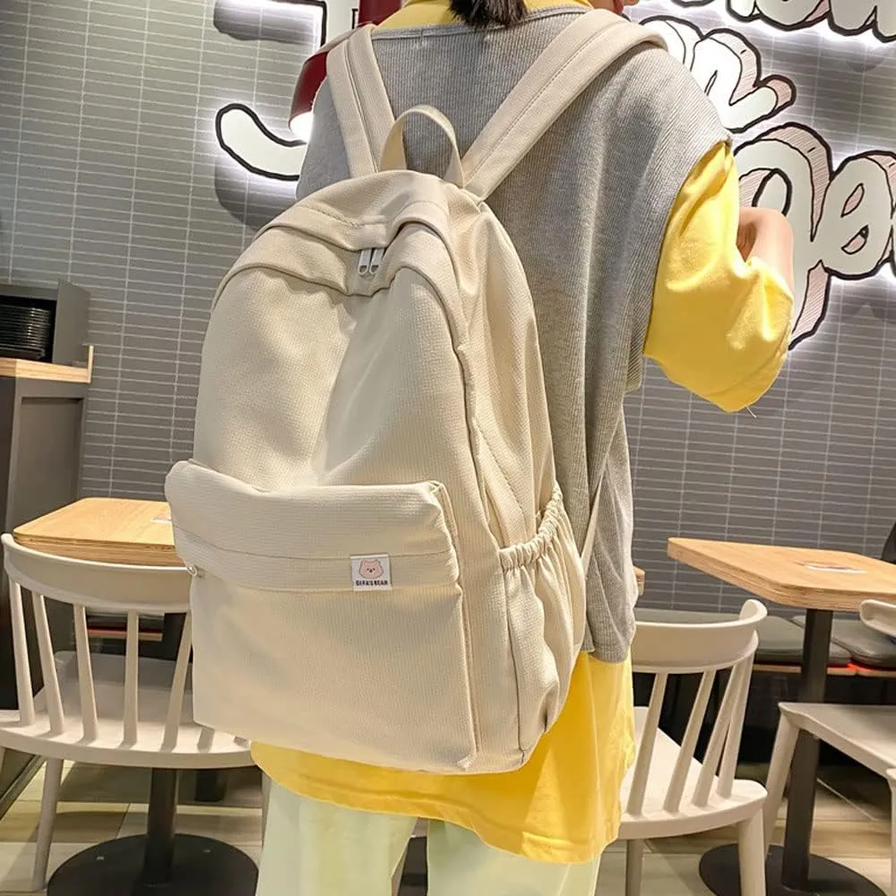 Aesthetic Backpack Cute Backpack School Supplies Laptop Bag for Teens Girls Women Students Solid Color
