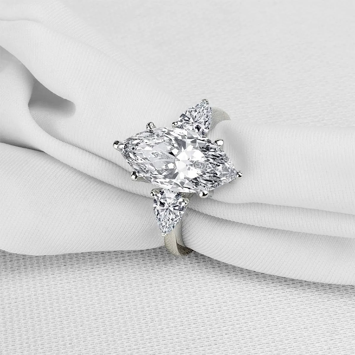 AINUOSHI Eternity Ring, 4.5-6 Carats Cushion/Heart/Oval/Pear/Round/Marquise Cut, 925 Sterling Silver, Sona Diamond Cubic Zirconia CZ 3-Stone, Engagement Wedding Ring, Jewelry Box Packed