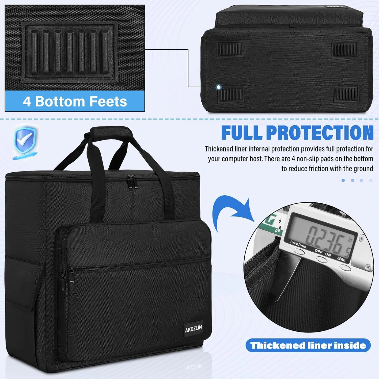 AKOZLIN Desktop Gaming Computer Tower PC Chassis Carrying Case Travel Storage Bag for Keyboard Mouse Accessories