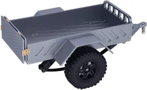 Aluminum 1/18 1/24 Small Scale RC Crawler Car Utility Trailer for TRX4M SCX24 FMS FCX24 AX24 Upgrade Parts (Titanium)