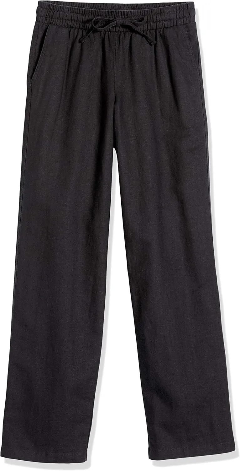 Amazon Essentials Women's Linen Blend Drawstring Relaxed Fit Wide Leg Pant (Available in Plus Size)
