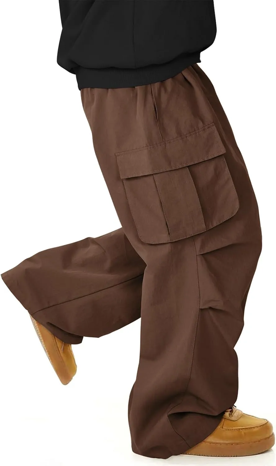 American Trends Baggy Cargo Pants Men Wide Casual Parachute Pants Men Jogger Drawstring Hiking Hip Hop Pants with Pocket