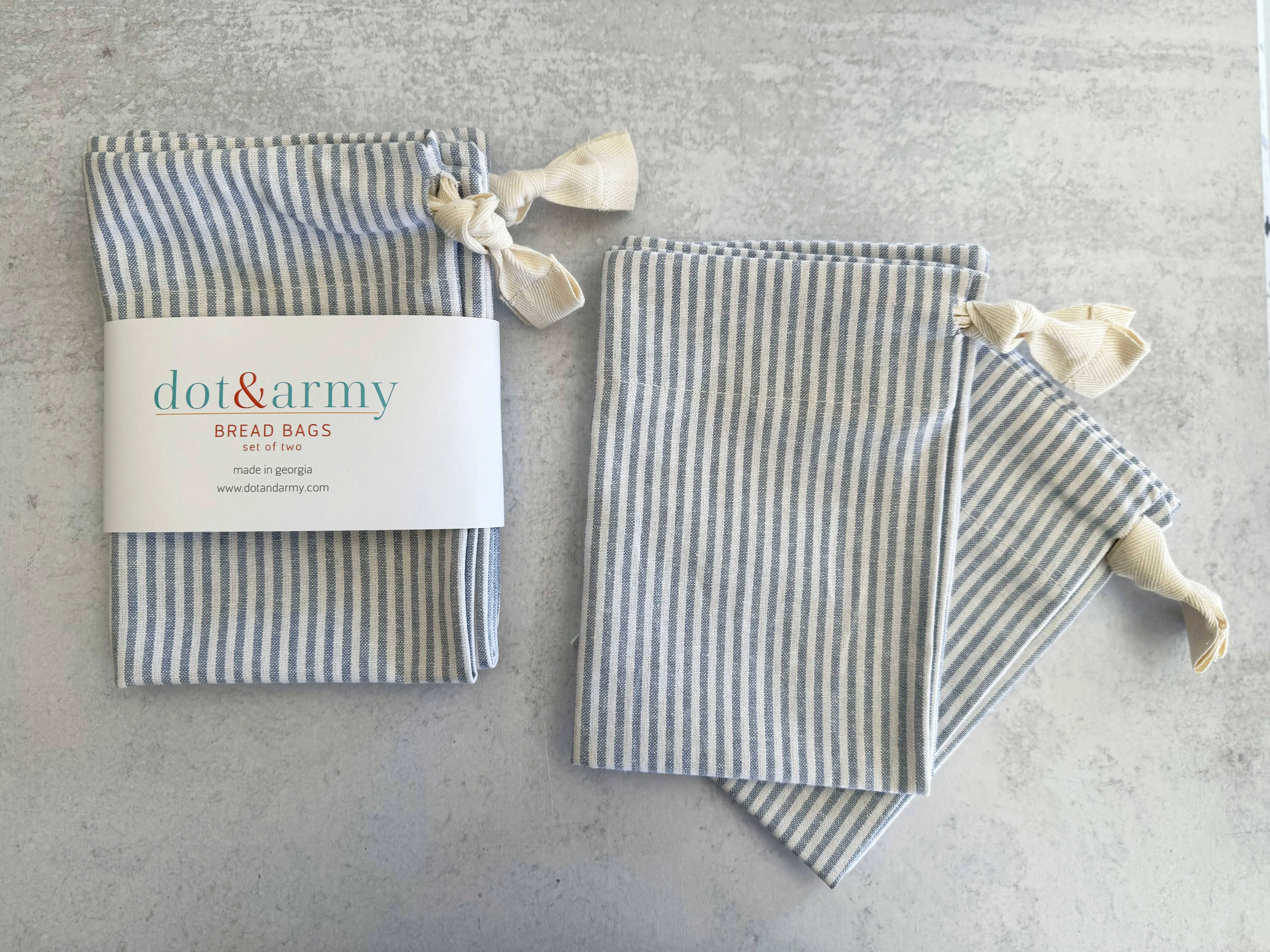 Americana Stripe Linen Bread Bags || Papaya