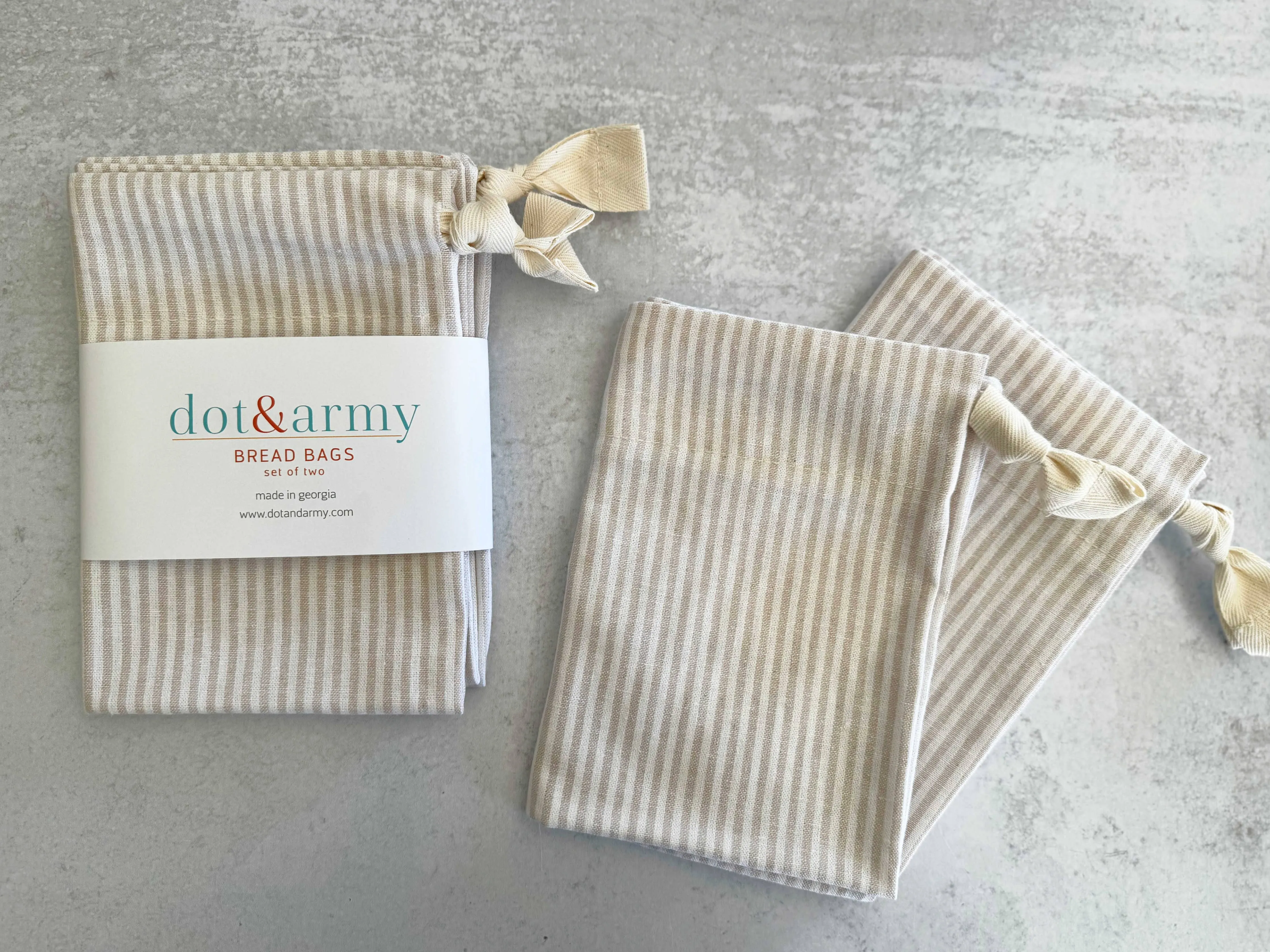 Americana Stripe Linen Bread Bags || Papaya