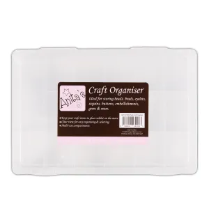 Anita's Craft Organiser With Lid, 26.6 x 18 x 4.2cm, Clear Plastic, Pack Of 1, For Art, Craft, Hair And Nail Accessories, Gems, Beads, Fishing, Office Tidy