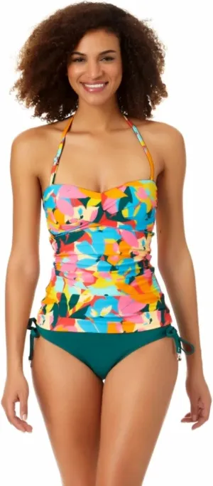 Anne Cole Womens Printed Nylon Tankini Swim Top Pink S
