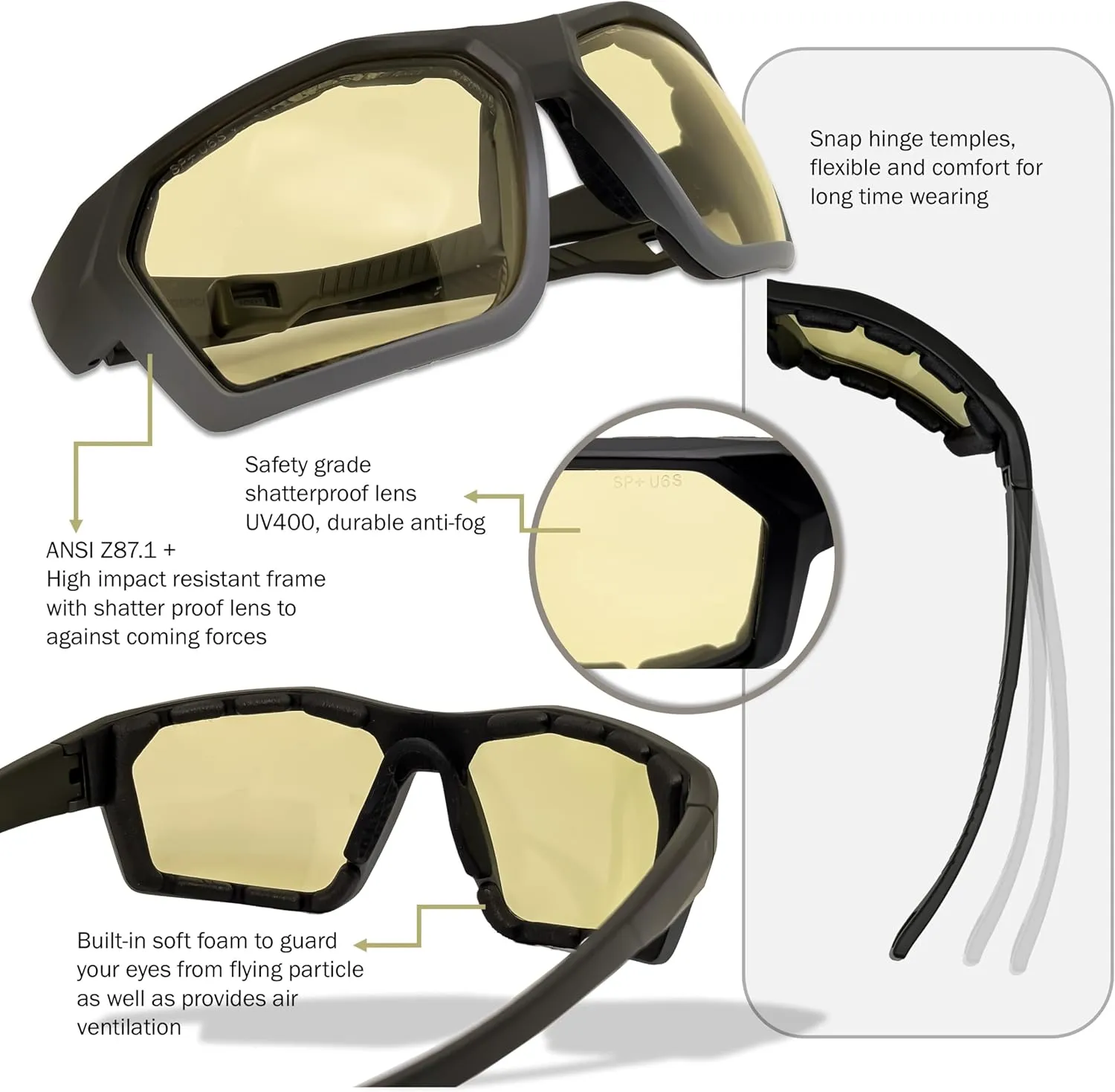 Anti-Fog Motorcycle Riding Glasses, Safety Eyewear, Wrap Around, Foam Padding, Dustproof Windproof, For Men Women