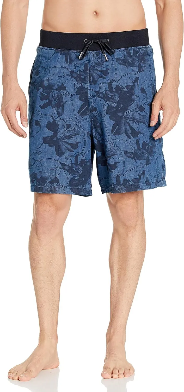 Armani Exchange Men's Hibiscus Print Linen Drawstring Bermuda Short