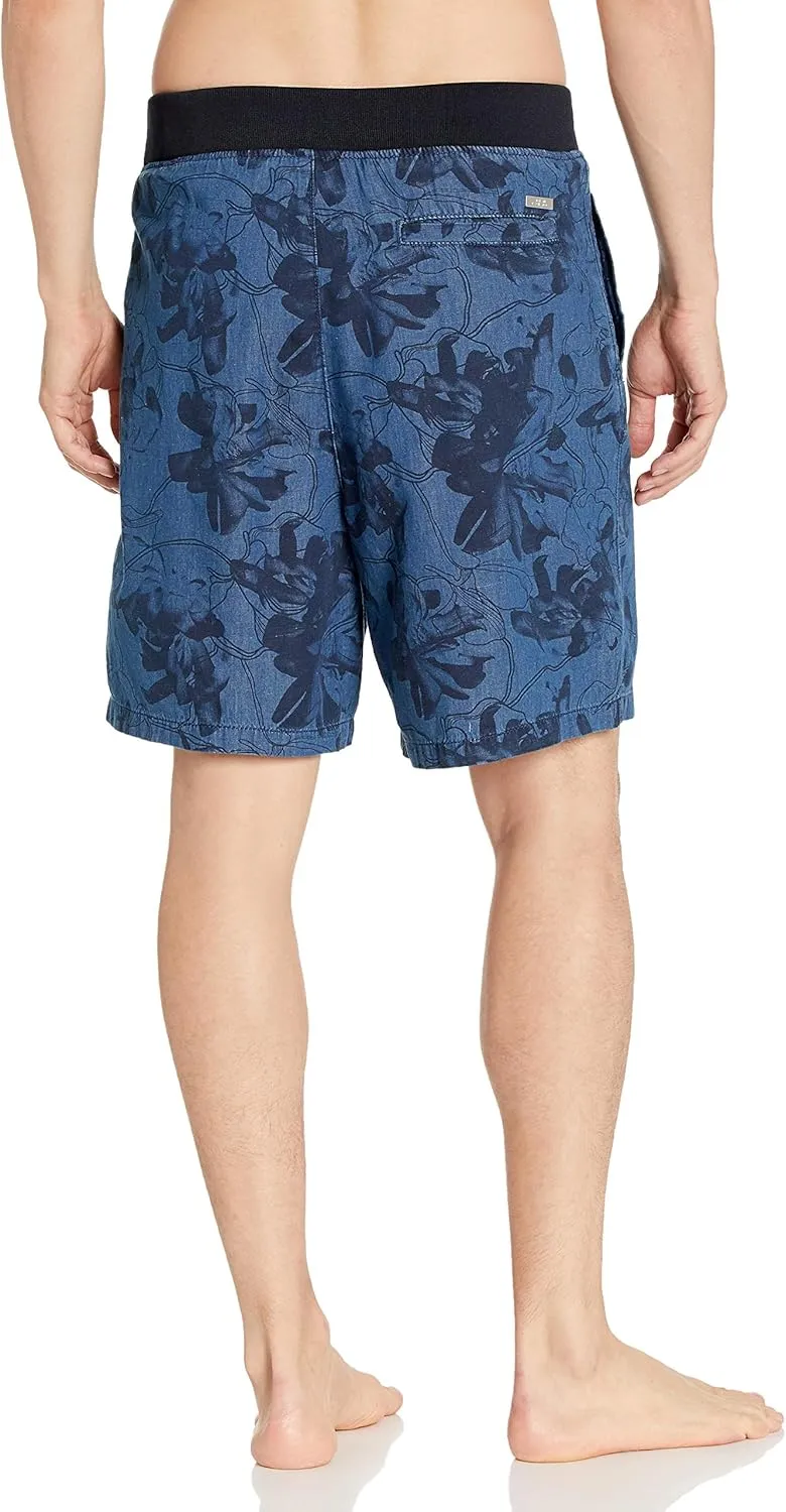 Armani Exchange Men's Hibiscus Print Linen Drawstring Bermuda Short