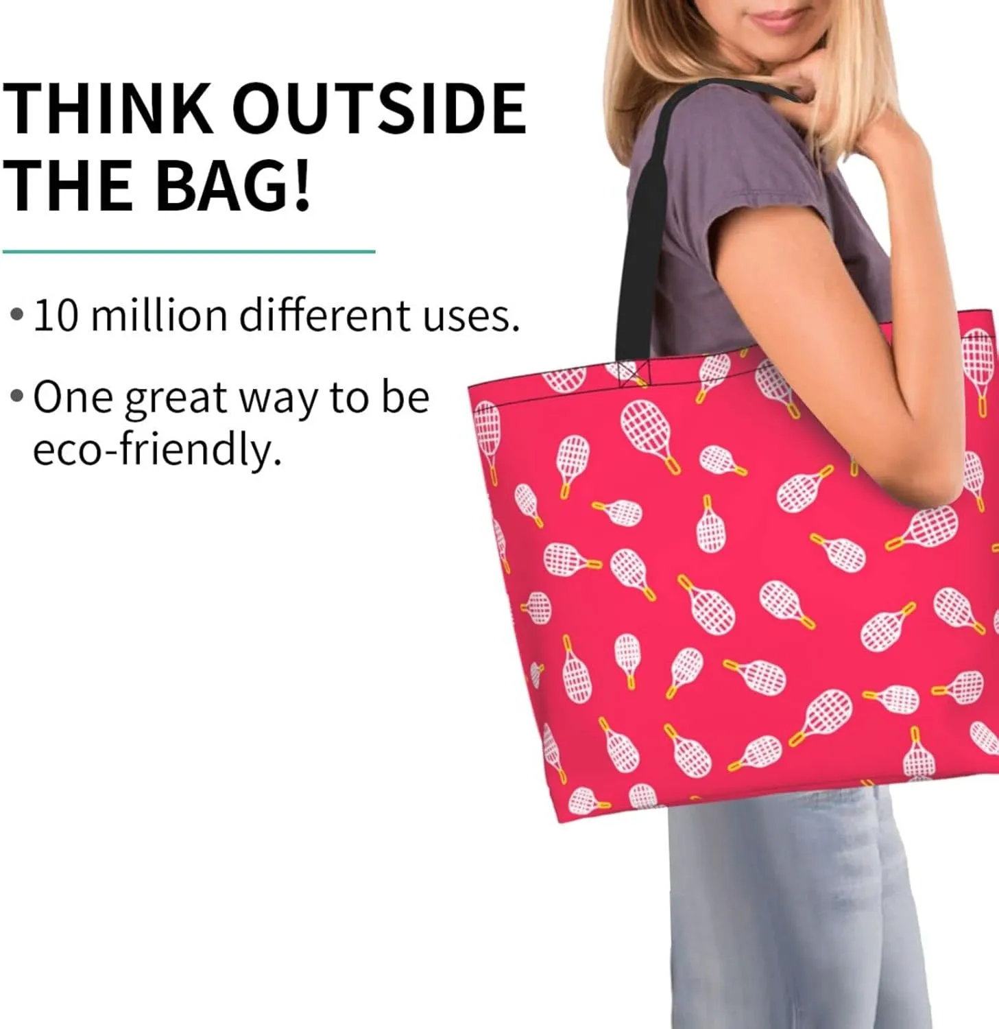 ASYG Tennis Tote Shoulder Bag Sport Grocery Bags Storage Handle Shopping Bag Tennis Portable Bag