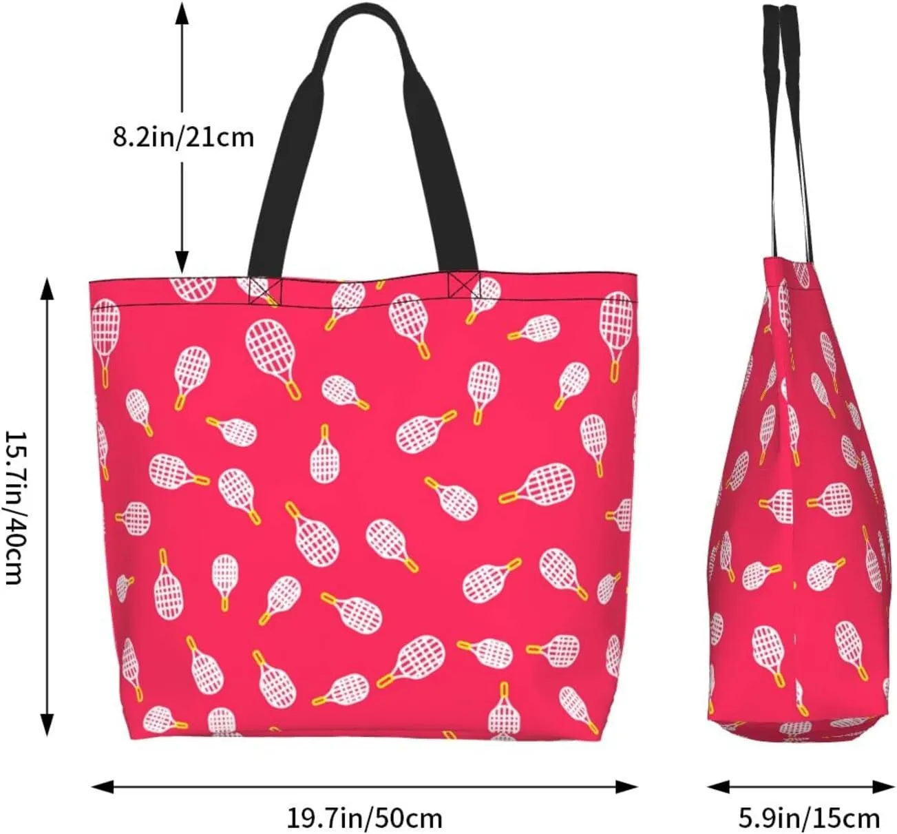 ASYG Tennis Tote Shoulder Bag Sport Grocery Bags Storage Handle Shopping Bag Tennis Portable Bag