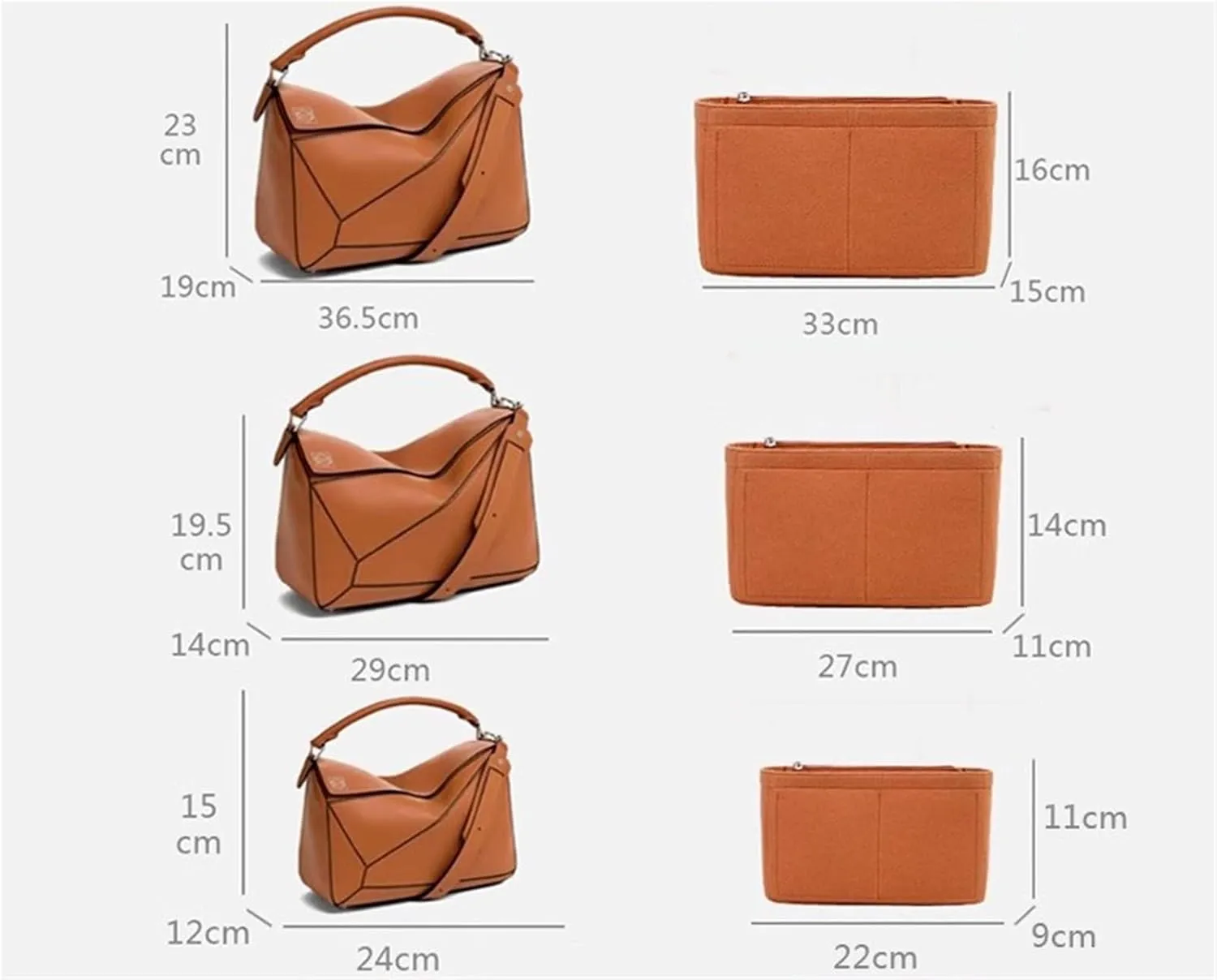 Bag Organizer Lined Storage Bag Bag Organizer Insert Portable Cosmetic Bag for Loewe(Khaki B,S)