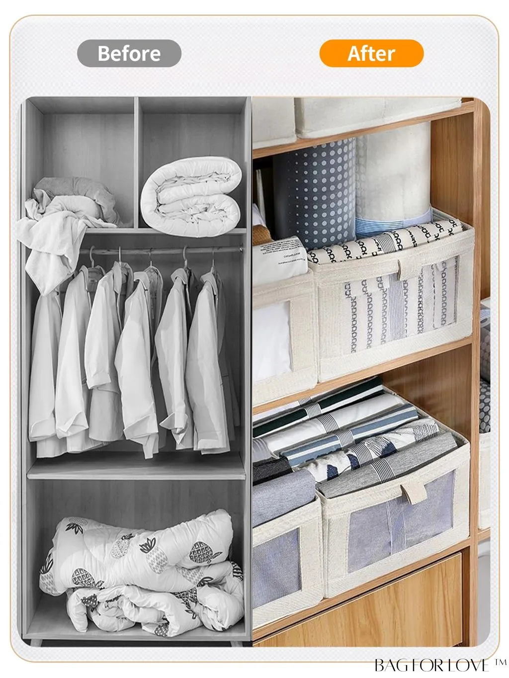 BagForLove - Single Piece Beige Clothing Storage Box with Minimalist Design