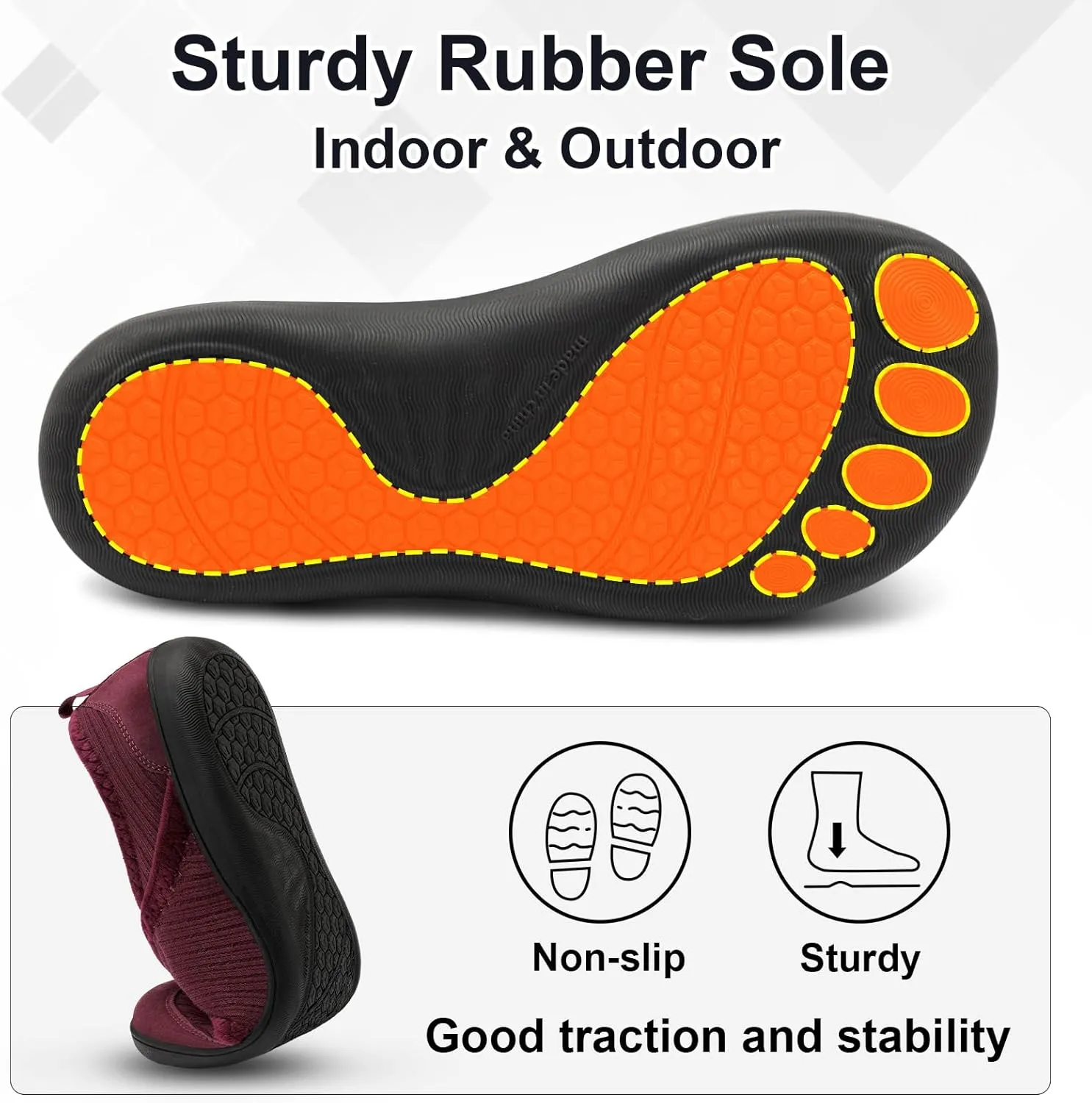 BARERUN Womens Slippers Wide Diabetic Shoes for Women Adjustable House Slippers Swollen Bunions Neuropathy House Shoes Stable Non Slip Barefoot Walking Shoes Indoor Outdoor