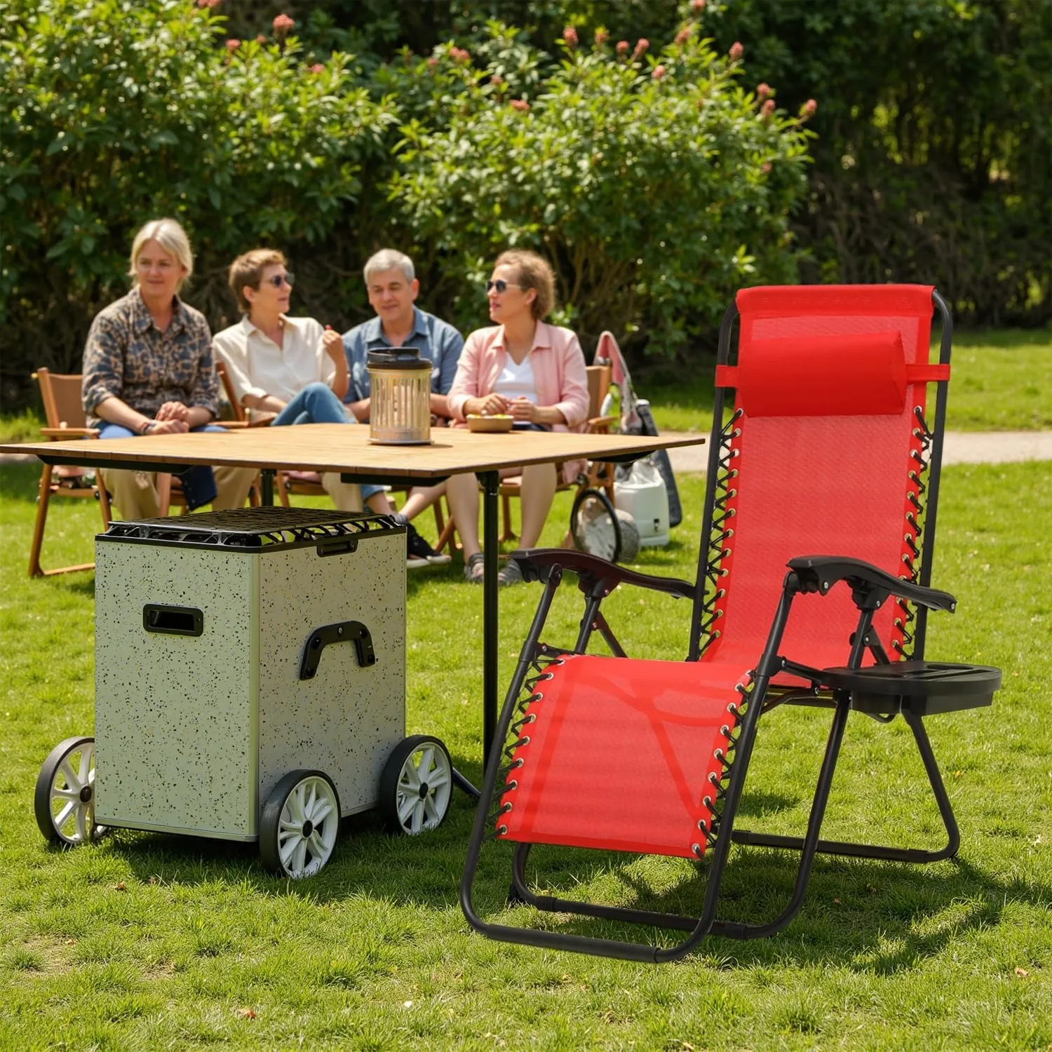 Beach Chairs Zero Gravity Chair with Cup Holder - Portable Beach Recliner, Adjustable Locking System, CAAP-BCC-C1P-RD