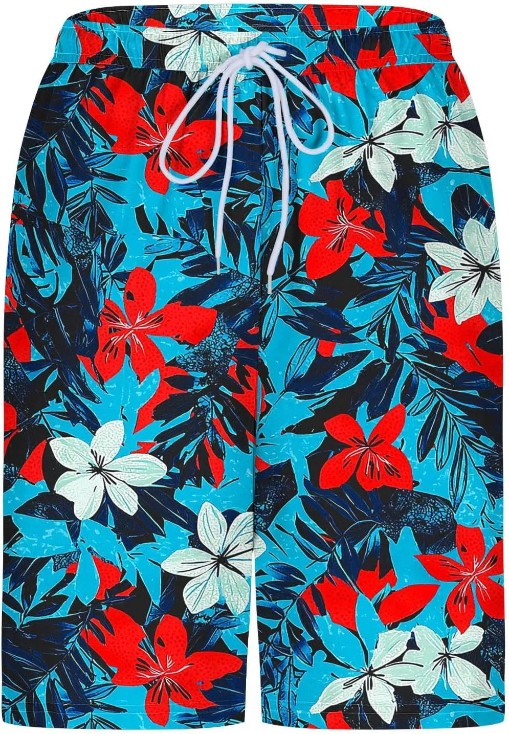 Beach Shorts for Men 2 in 1 Athletic Casual Drawstring Shorts Loose Elastic Waist Vacation Floral Print Pants