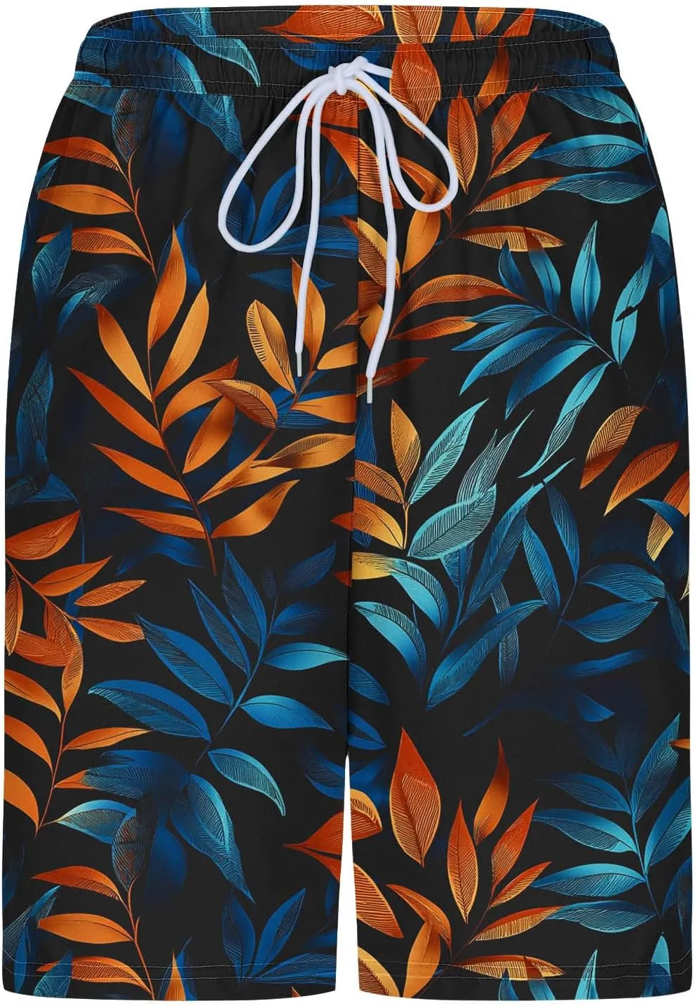 Beach Shorts for Men 2 in 1 Athletic Casual Drawstring Shorts Loose Elastic Waist Vacation Floral Print Pants