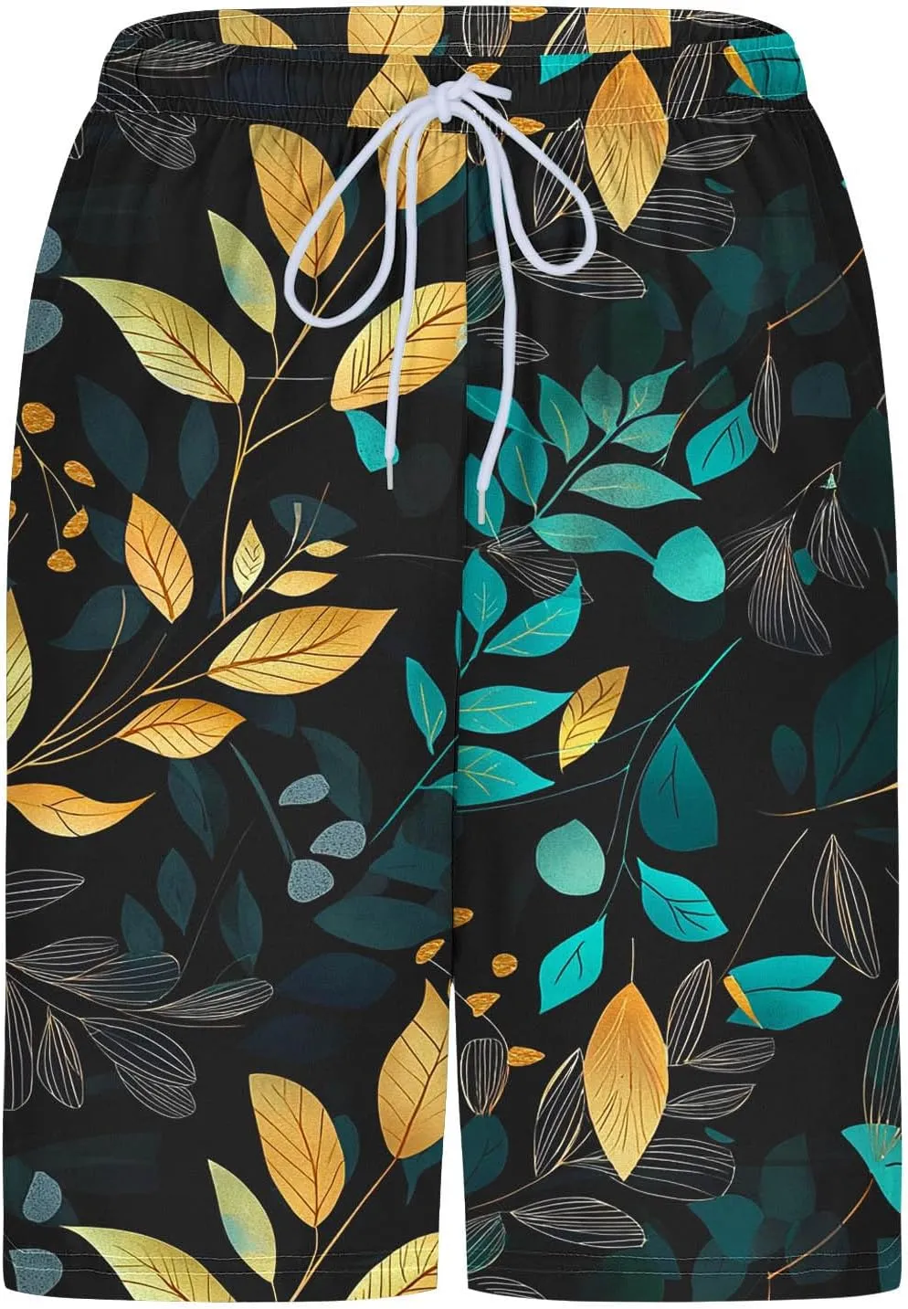 Beach Shorts for Men 2 in 1 Athletic Casual Drawstring Shorts Loose Elastic Waist Vacation Floral Print Pants