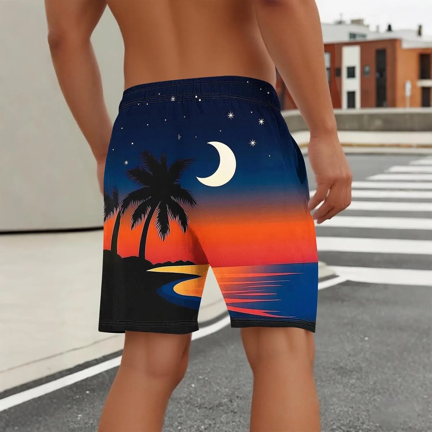 Beach Shorts for Men 2 in 1 Athletic Shorts Casual Drawstring Loose Elastic Waist Vacation Floral Print Pants