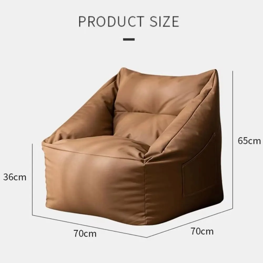 Bean Bag Chair Cover for Kids Teens Adults (No Filler) Soft Faux Leather Beanbag Couch Pouf Sofa Case Lazy Armchair Couch Floor Seating Living Room Furniture(Chestnut Brown)