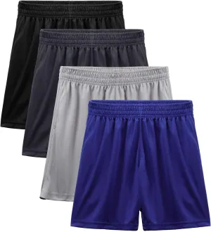 BEARAE Boys Athletic Shorts, Quick Dry Youth Basketball Shorts with Pockets Elastic Waistband, Sport Cargo Short Activewear