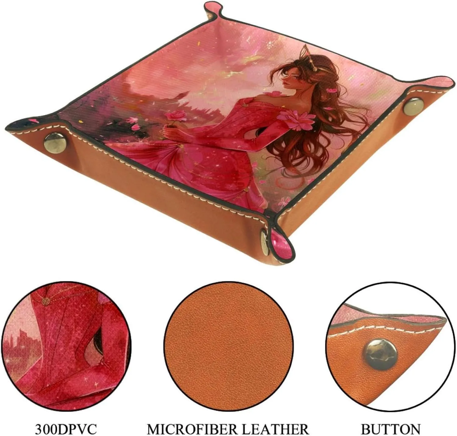 Beautiful Rose Dream Princess Stacking Jewelry Organizer Trays for Women and Girls, Desk Drawer Earring and Bracelet Tray, Small, Stylish, and Functional