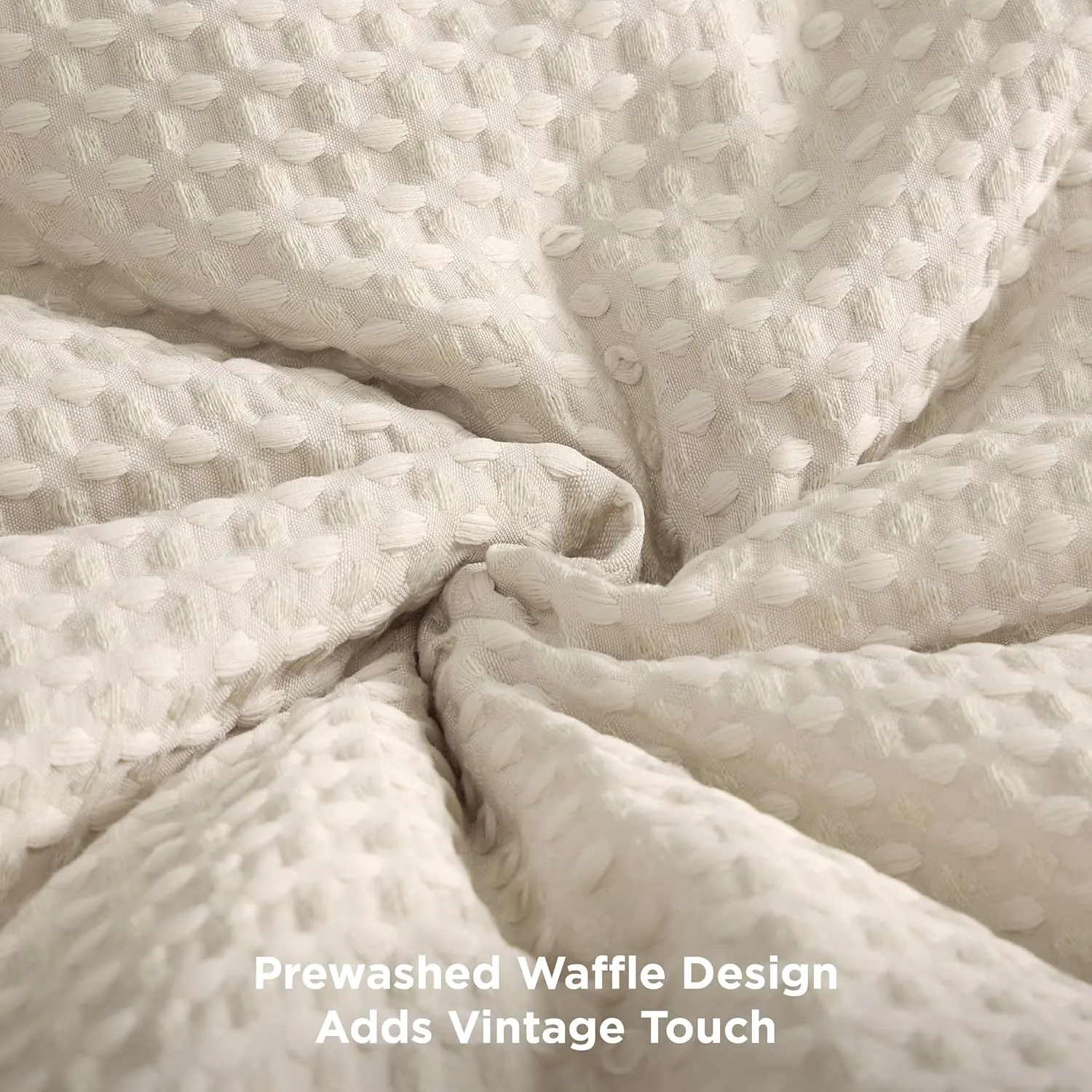 Bedsure Waffle Comforter Set Queen, Soft and Breathable Linen Bedding Comforter Set, 3 Pieces, 1 Waffle Weave Comforter (90"x90") and 2 Pillow Shams (20"x26" 2")