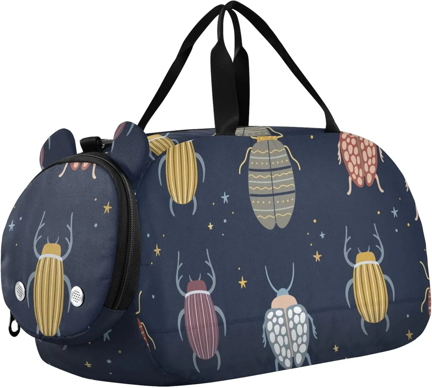 Beetle with Beetles Bugs and Insects Sports Duffle Bag for Girls Boys, Gym Bag with Shoe Compartment, Kids Travel Overnight Weekender Shoulder Bag