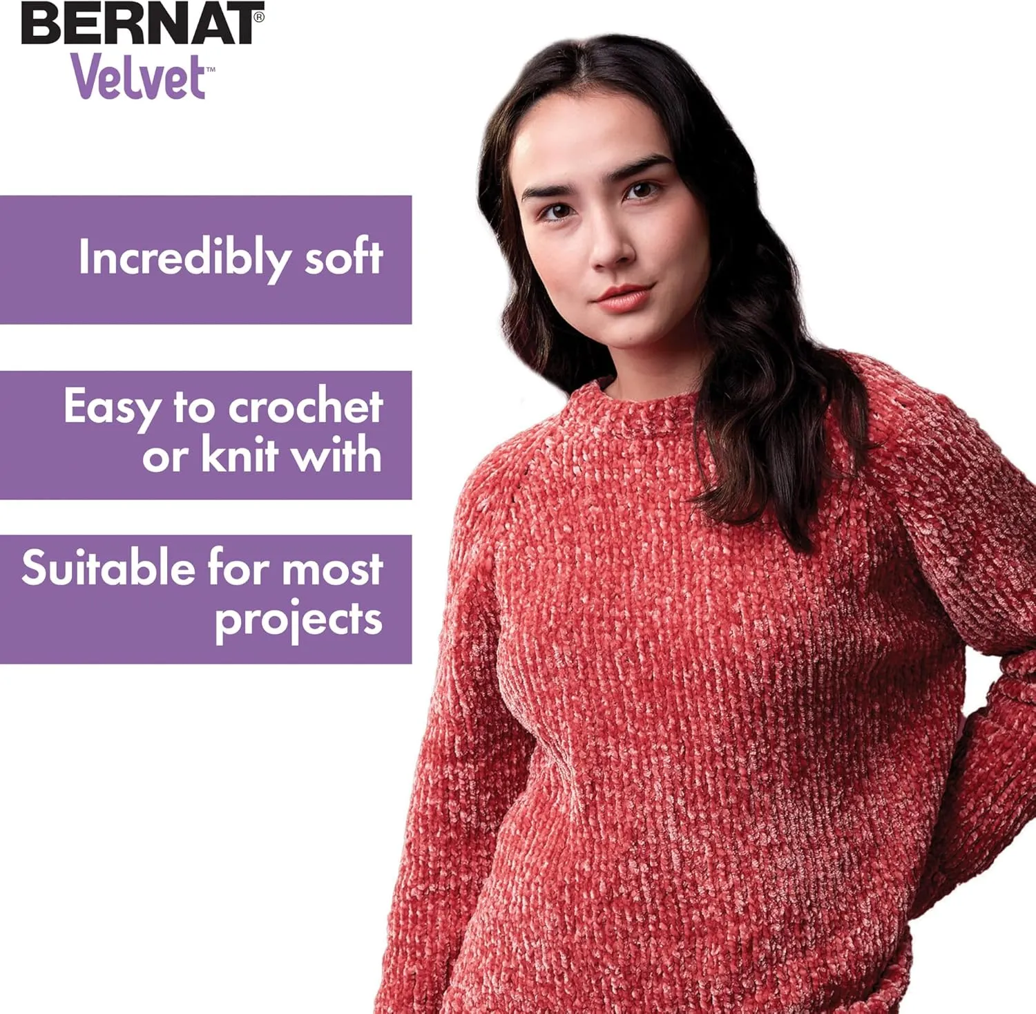 Bernat Velvet Blackbird Yarn - 2 Pack of 300g/10.5oz - Polyester - 5 Bulky - 315 Yards - Knitting/Crochet
