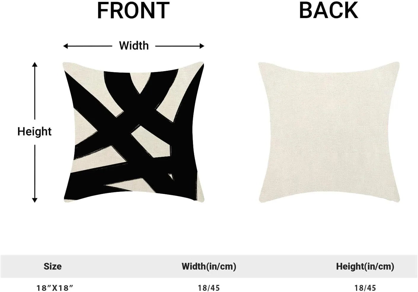 Black And Cream Pillow Covers 18x18 Set Of 2 Geometric Abstract Modern Art Line Throw Pillow Covers Boho Minimalist Style Decorative Pillowcase Linen Cushion Case Decoration For Couch Sofa Outdoor