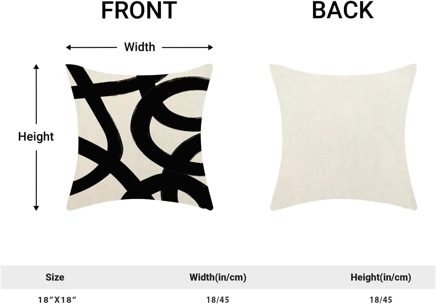 Black And Cream Pillow Covers 18x18 Set Of 2 Geometric Abstract Modern Art Line Throw Pillow Covers Boho Minimalist Style Decorative Pillowcase Linen Cushion Case Decoration For Couch Sofa Outdoor