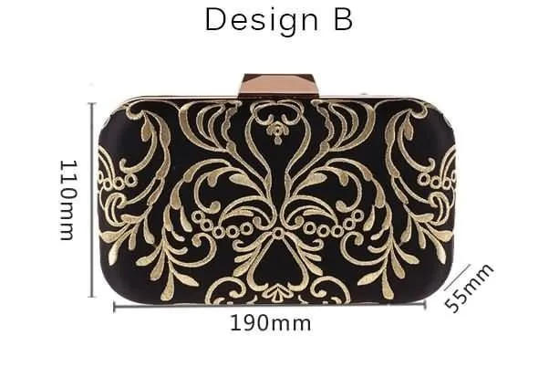 Black Evening Bag Diamond Embroidery Flower Clutch