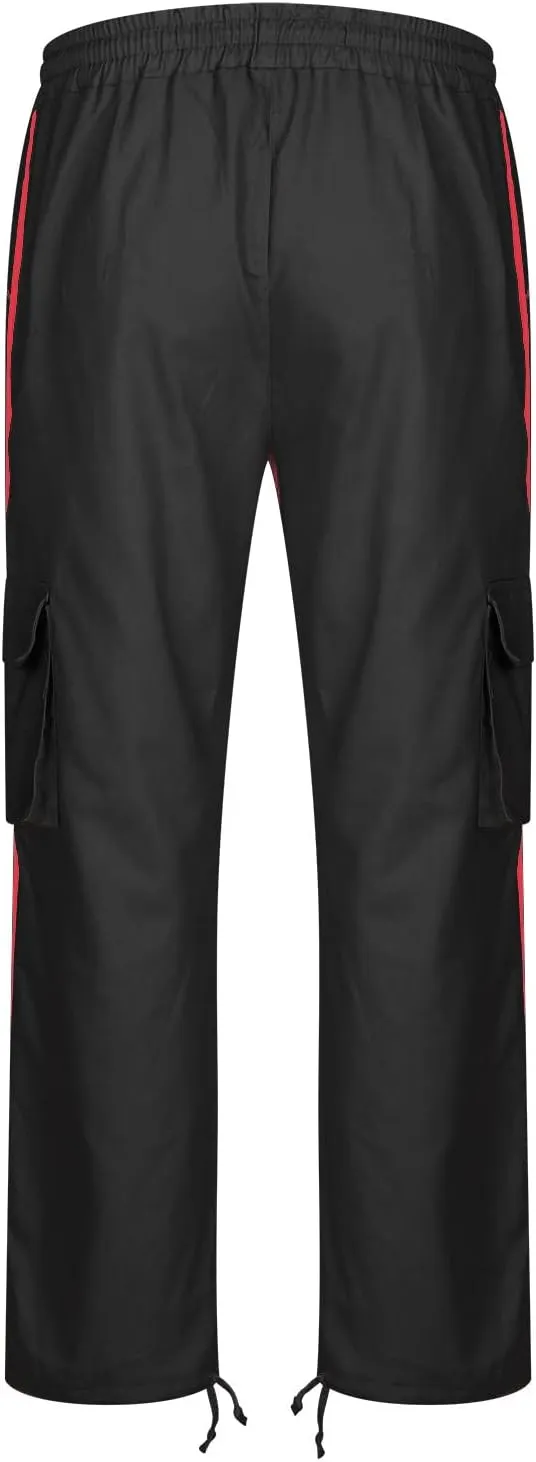 Black Joggers Men Cargo Drawstring Running Straight Sweatpants Causal Joggers Athletic Pants with Pockets Hiking