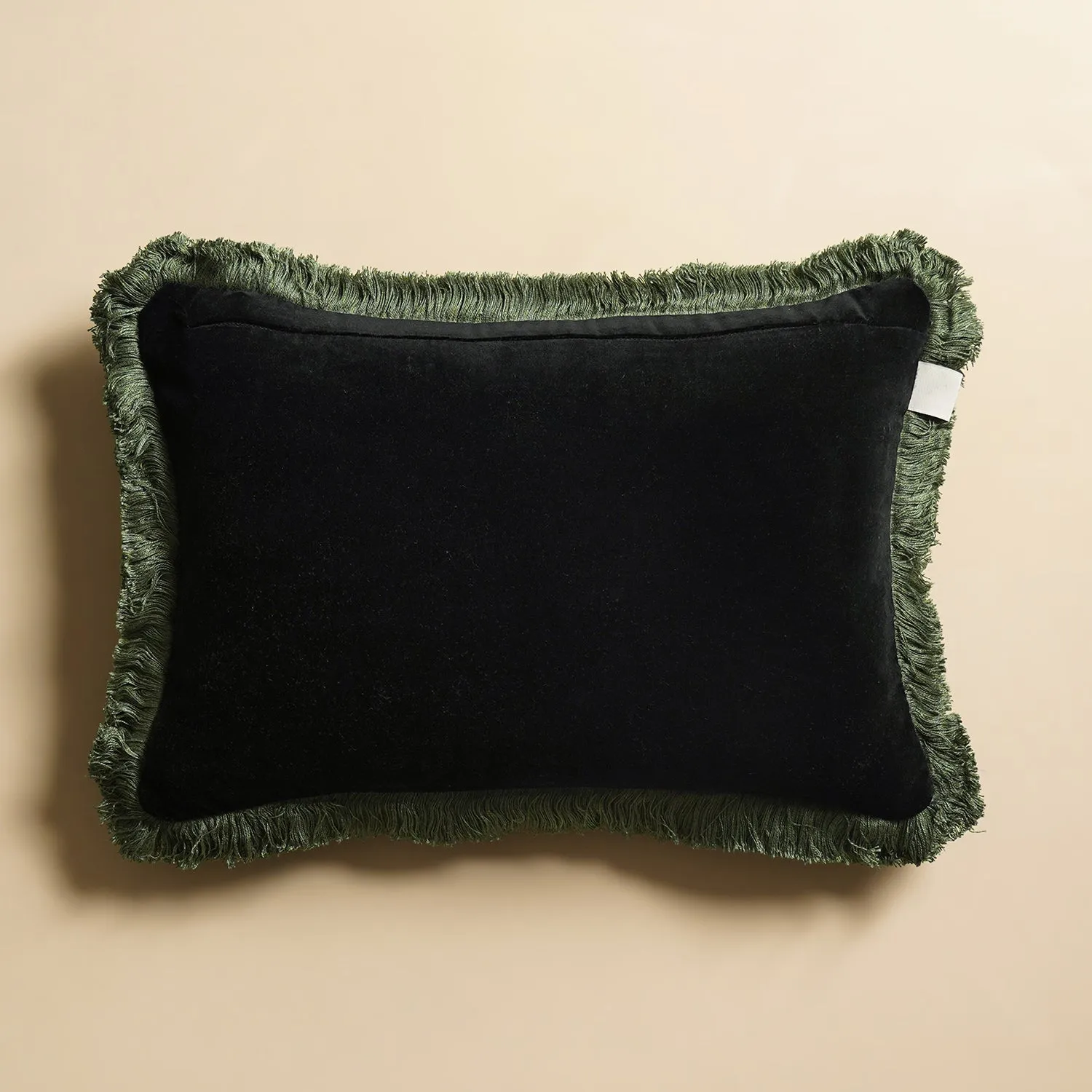 Black Palmas Velvet Rectangle Cushion Cover