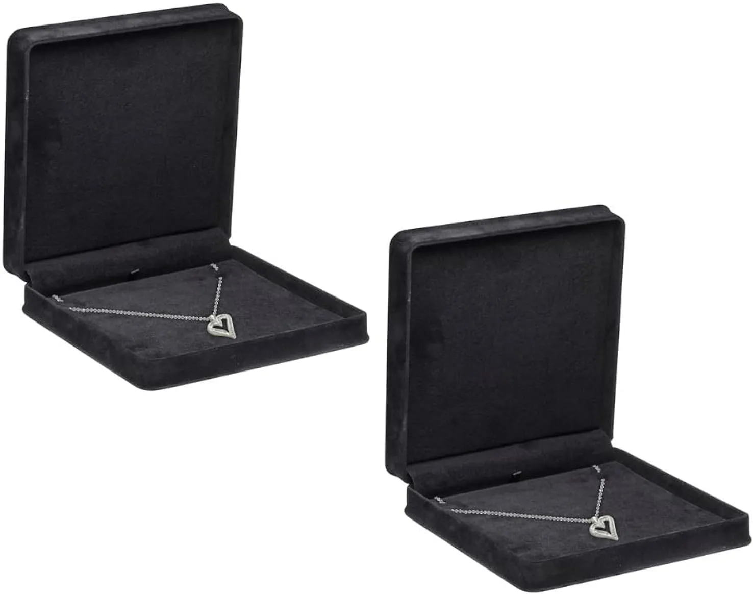 Black Velvet Necklace Box, 2 Pack, Rich Luxury Suede, Elegant Diamond Necklace Case, With Black Velour Interior, Jewelry Display Gift Box, For Unique Proposal, Engagement Or Wedding