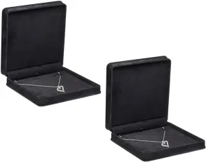 Black Velvet Necklace Box, 2 Pack, Rich Luxury Suede, Elegant Diamond Necklace Case, With Black Velour Interior, Jewelry Display Gift Box, For Unique Proposal, Engagement Or Wedding