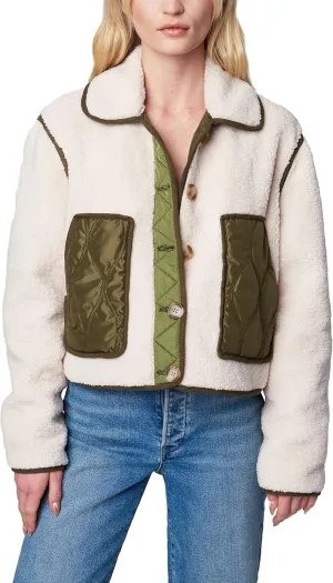 [BLANKNYC] womens Cropped Sherpa & Nylon Jacket
