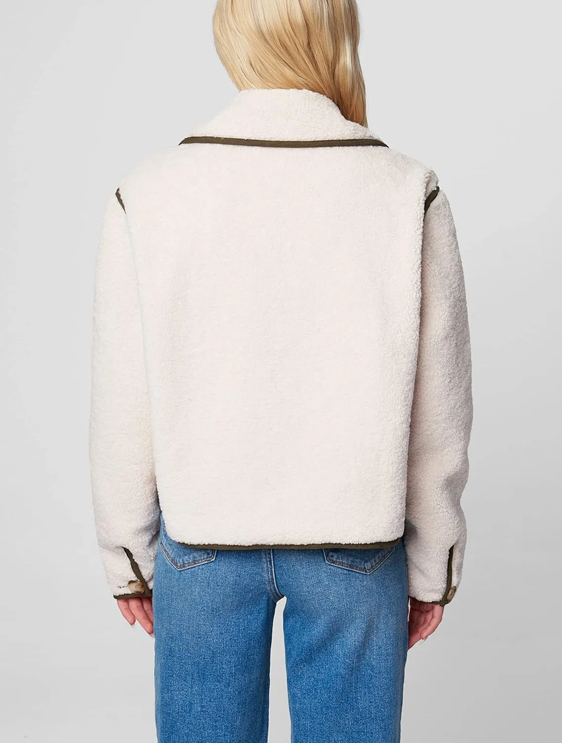 [BLANKNYC] womens Cropped Sherpa & Nylon Jacket
