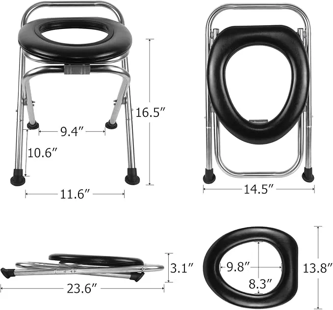 BLIKA Upgraded Portable Toilet for Camping, 350LBS Weight Capacity Portable Camping Toilet, Folding Toilet, Stainless Steel Portable Toilet with Soft Seat, Portable Toilet Travel Toilet Car Toilet