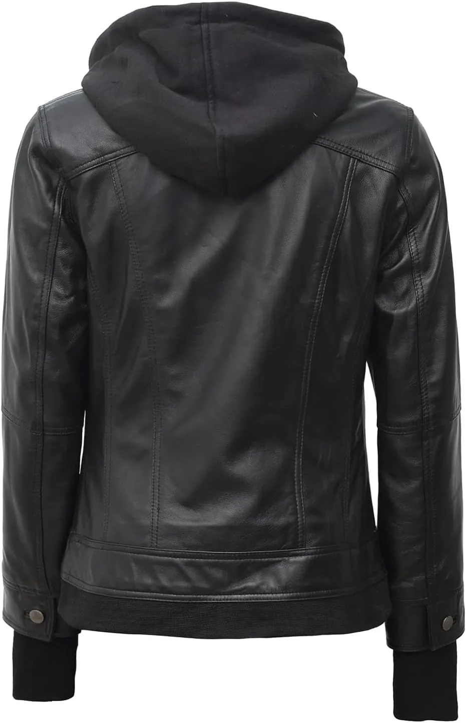 Blingsoul Leather Bomber Jacket Women - Real Lambskin Womens Leather Jackets with Removable Hood